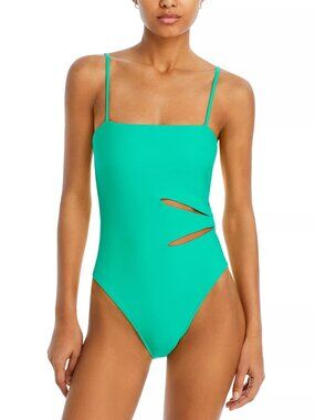 228$ Ramy Brook Sevyn Spaghetti Straps Cutout One Piece Swimsuit Size M Green